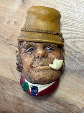 Vintage Bossons Paddy Wall Head Mask 1969 Congleton England Irish Pipe Chalkware